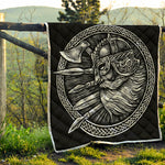 Black And White Viking God Odin Print Quilt