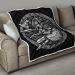 Black And White Viking God Odin Print Quilt
