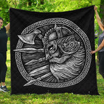 Black And White Viking God Odin Print Quilt