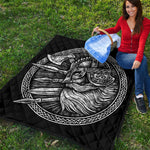 Black And White Viking God Odin Print Quilt
