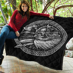 Black And White Viking God Odin Print Quilt