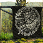 Black And White Viking God Odin Print Quilt