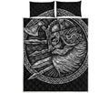 Black And White Viking God Odin Print Quilt Bed Set