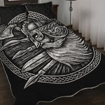 Black And White Viking God Odin Print Quilt Bed Set