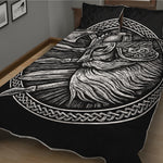 Black And White Viking God Odin Print Quilt Bed Set