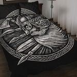 Black And White Viking God Odin Print Quilt Bed Set