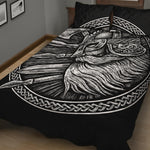 Black And White Viking God Odin Print Quilt Bed Set