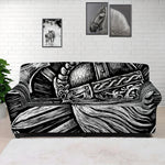 Black And White Viking God Odin Print Sofa Cover