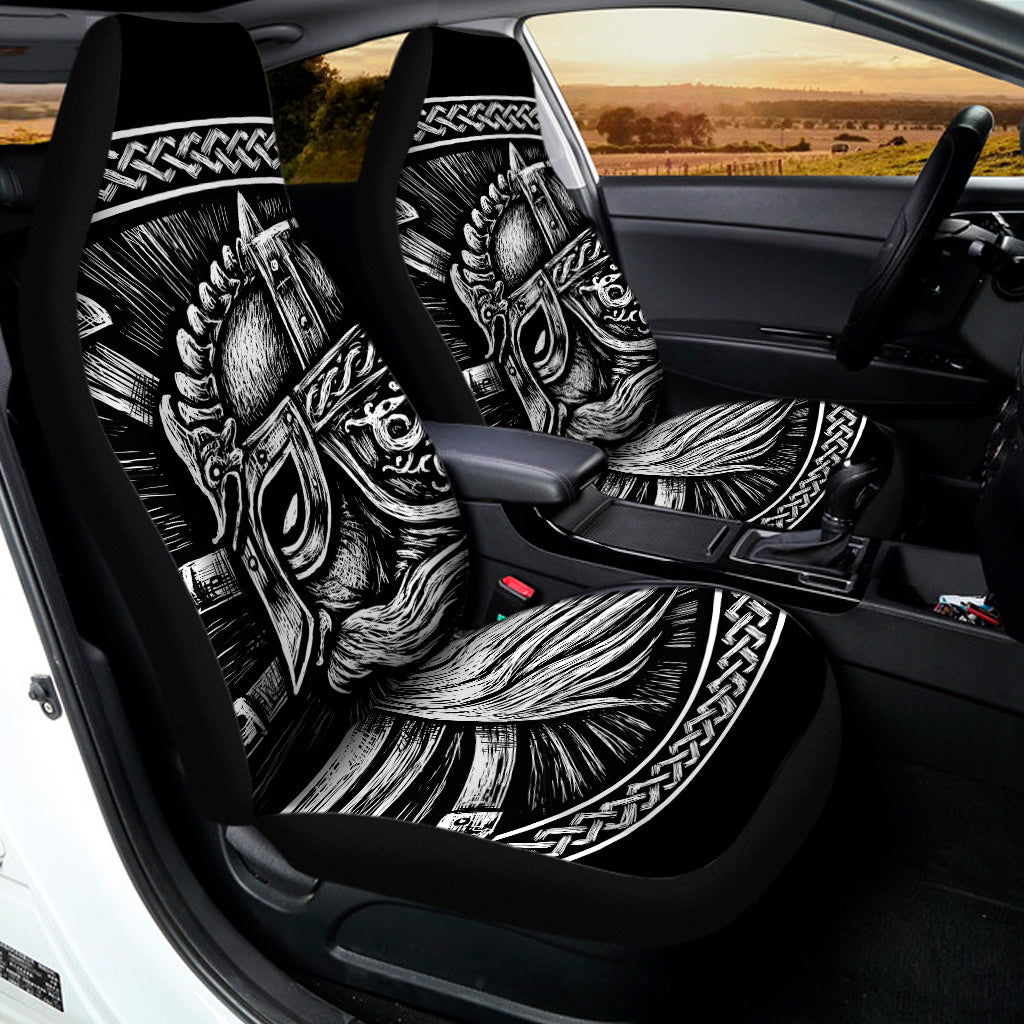 Black And White Viking God Odin Print Universal Fit Car Seat Covers