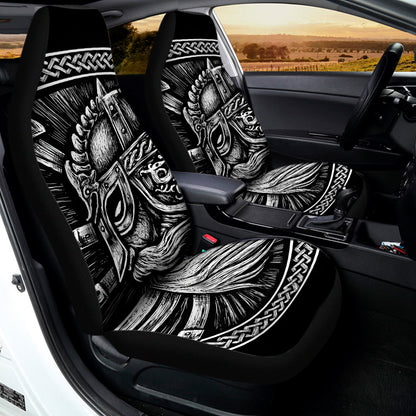 Black And White Viking God Odin Print Universal Fit Car Seat Covers
