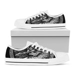 Black And White Viking God Odin Print White Low Top Shoes