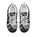Black And White Viking God Odin Print White Sneakers
