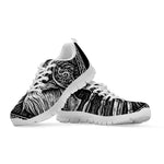 Black And White Viking God Odin Print White Sneakers