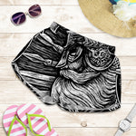 Black And White Viking God Odin Print Women's Shorts
