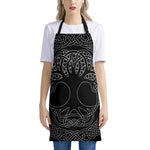 Black And White Viking Yggdrasil Print Apron