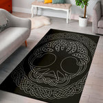 Black And White Viking Yggdrasil Print Area Rug