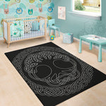 Black And White Viking Yggdrasil Print Area Rug
