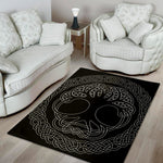 Black And White Viking Yggdrasil Print Area Rug