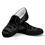 Black And White Viking Yggdrasil Print Black Slip On Shoes