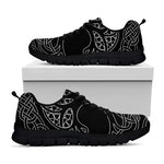 Black And White Viking Yggdrasil Print Black Sneakers