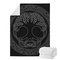 Black And White Viking Yggdrasil Print Blanket