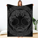 Black And White Viking Yggdrasil Print Blanket