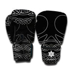 Black And White Viking Yggdrasil Print Boxing Gloves