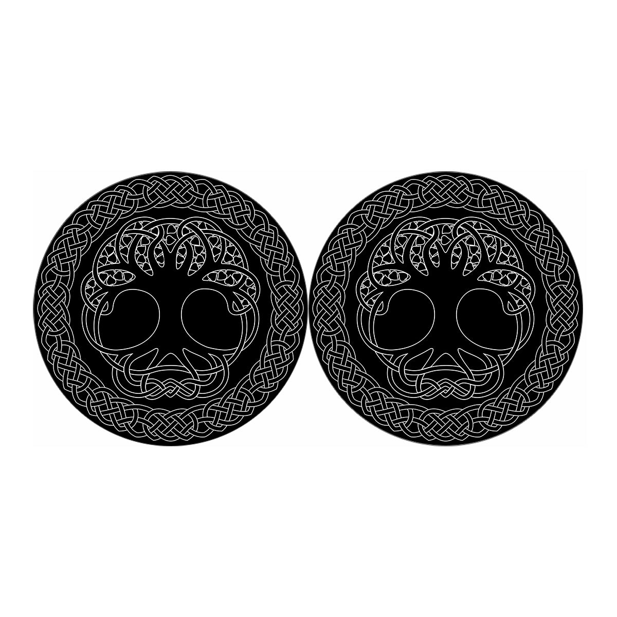 Black And White Viking Yggdrasil Print Car Coasters