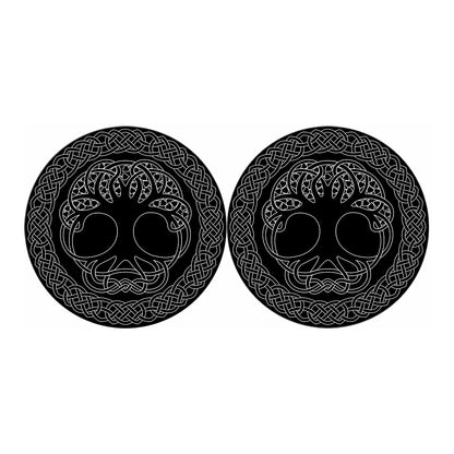 Black And White Viking Yggdrasil Print Car Coasters