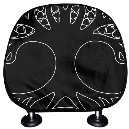 Black And White Viking Yggdrasil Print Car Headrest Covers