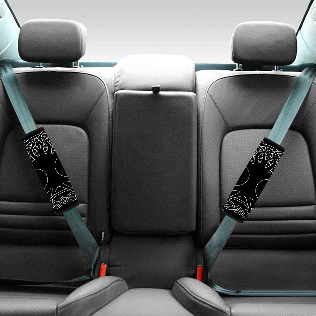 Black And White Viking Yggdrasil Print Car Seat Belt Covers