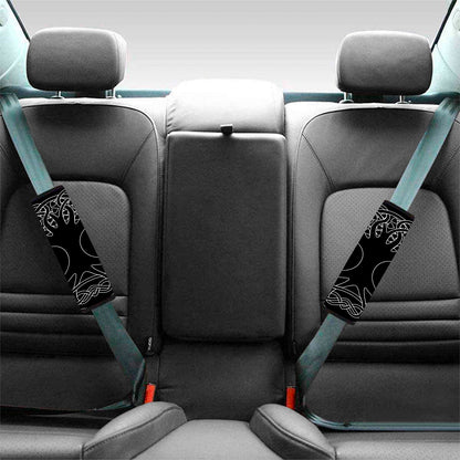 Black And White Viking Yggdrasil Print Car Seat Belt Covers
