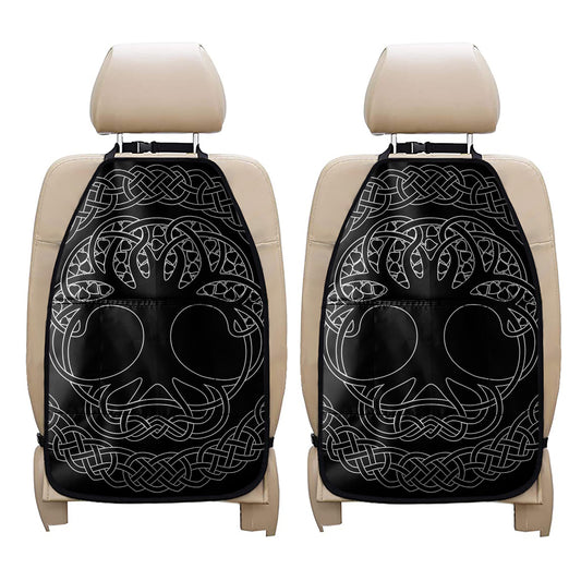 Black And White Viking Yggdrasil Print Car Seat Organizers