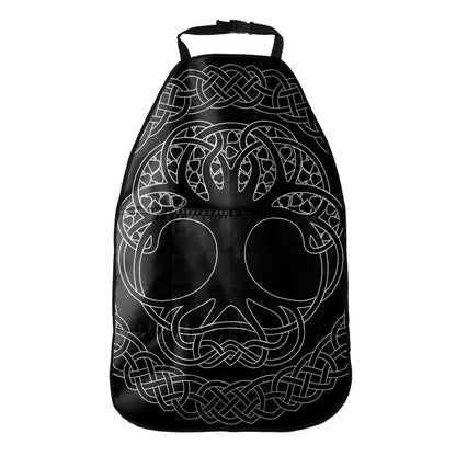 Black And White Viking Yggdrasil Print Car Seat Organizers