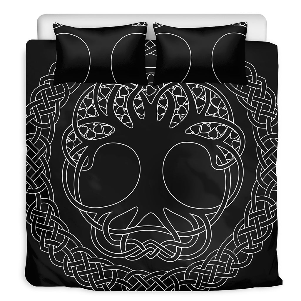 Black And White Viking Yggdrasil Print Duvet Cover Bedding Set