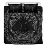 Black And White Viking Yggdrasil Print Duvet Cover Bedding Set