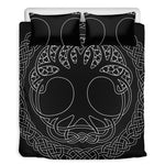 Black And White Viking Yggdrasil Print Duvet Cover Bedding Set
