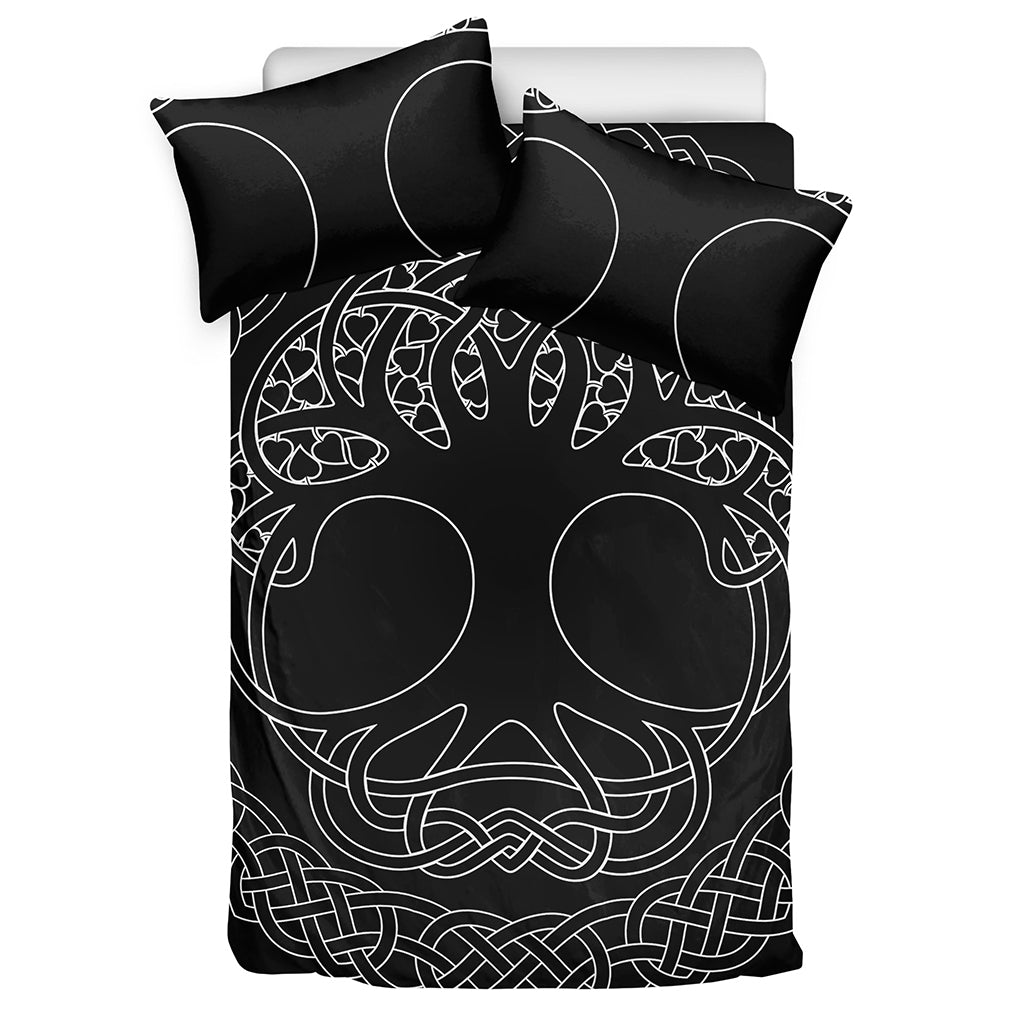 Black And White Viking Yggdrasil Print Duvet Cover Bedding Set
