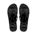 Black And White Viking Yggdrasil Print Flip Flops