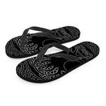 Black And White Viking Yggdrasil Print Flip Flops