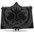 Black And White Viking Yggdrasil Print Hooded Blanket