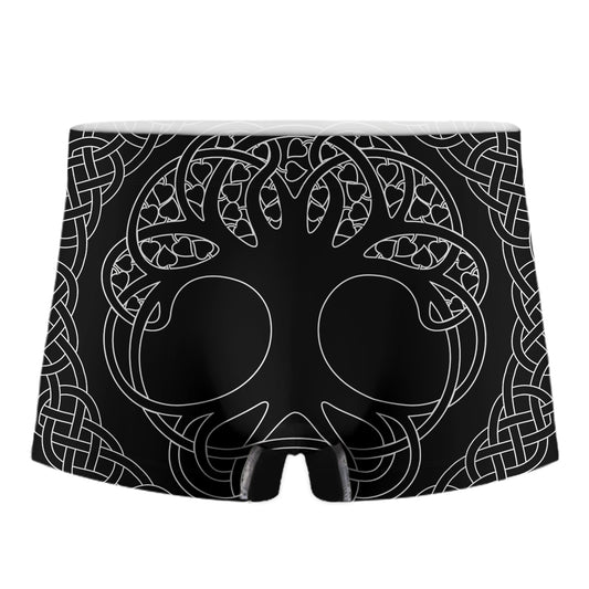 Black And White Viking Yggdrasil Print Men's Boxer Briefs