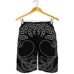 Black And White Viking Yggdrasil Print Men's Shorts