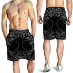 Black And White Viking Yggdrasil Print Men's Shorts