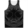 Black And White Viking Yggdrasil Print Men's Tank Top