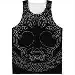 Black And White Viking Yggdrasil Print Men's Tank Top