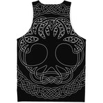 Black And White Viking Yggdrasil Print Men's Tank Top