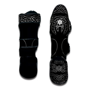 Black And White Viking Yggdrasil Print Muay Thai Shin Guard