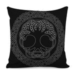 Black And White Viking Yggdrasil Print Pillow Cover