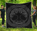 Black And White Viking Yggdrasil Print Quilt